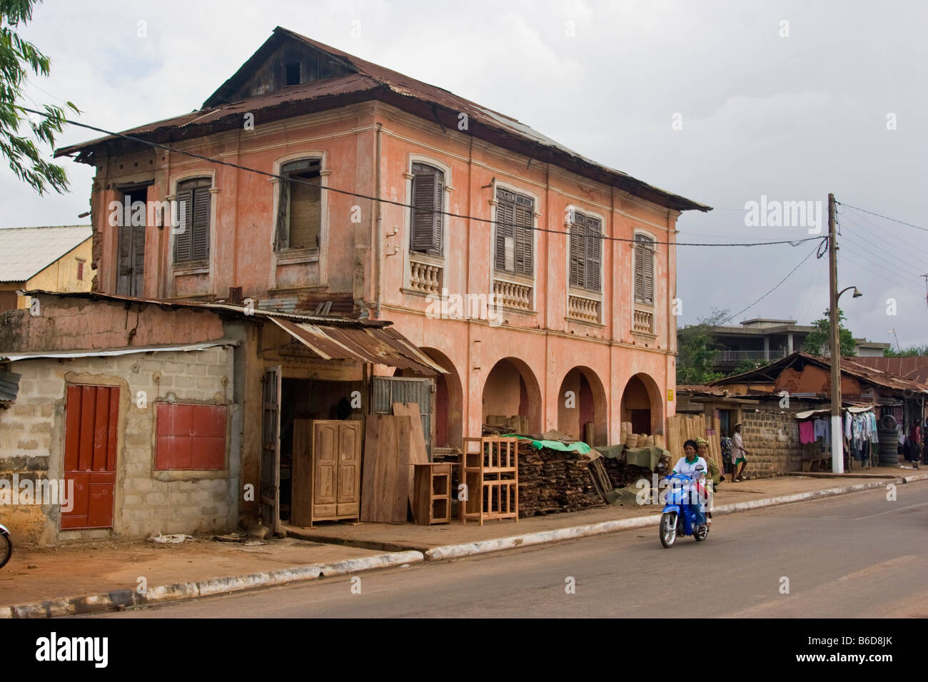 Architektur der Kolonialzeit in Porto Novo der Hauptstadt Benins Stockfoto