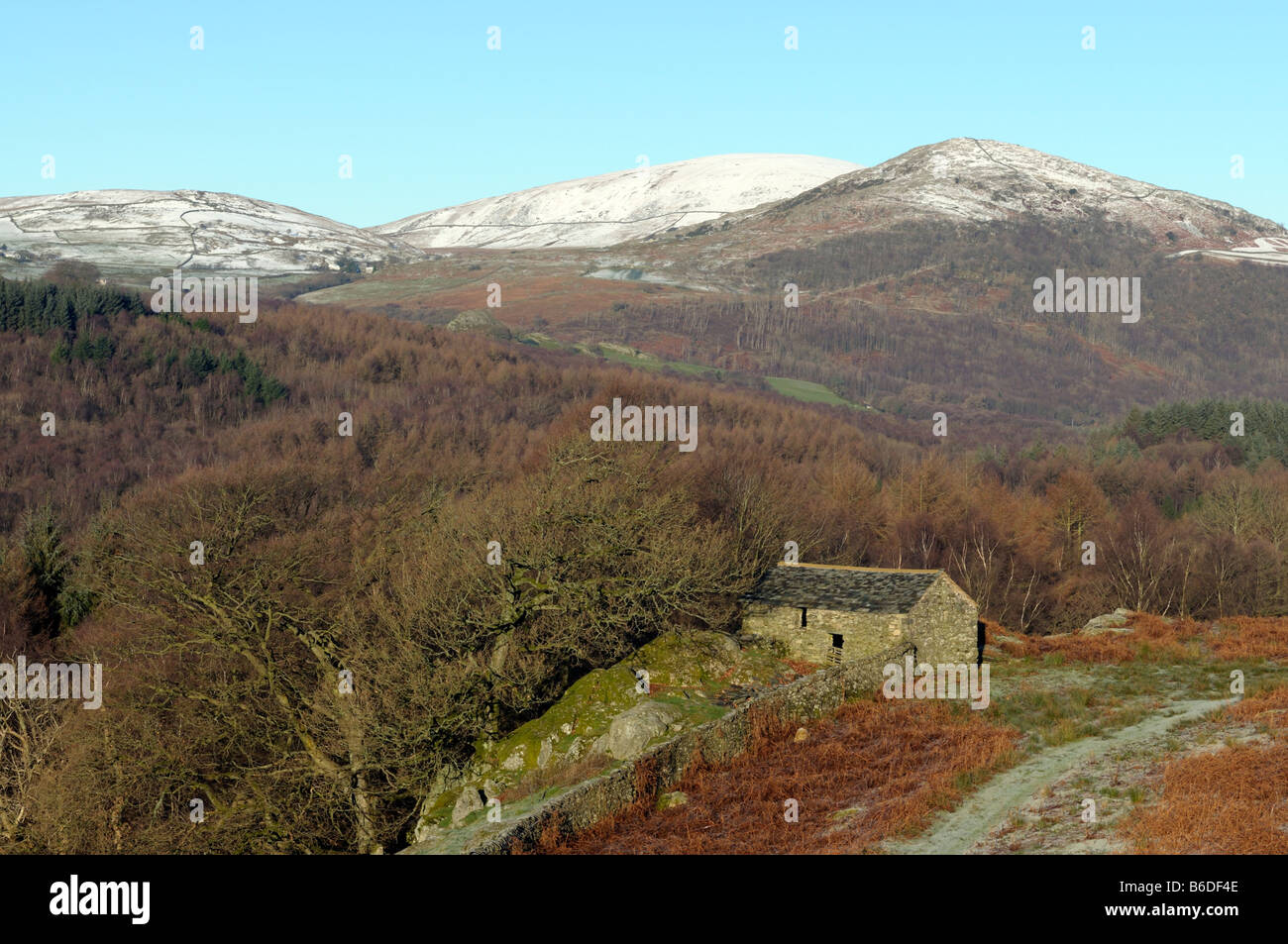 Eine Ansicht des Ulpha fiel vom südlichen Ende des Tales Offshore- Stockfoto