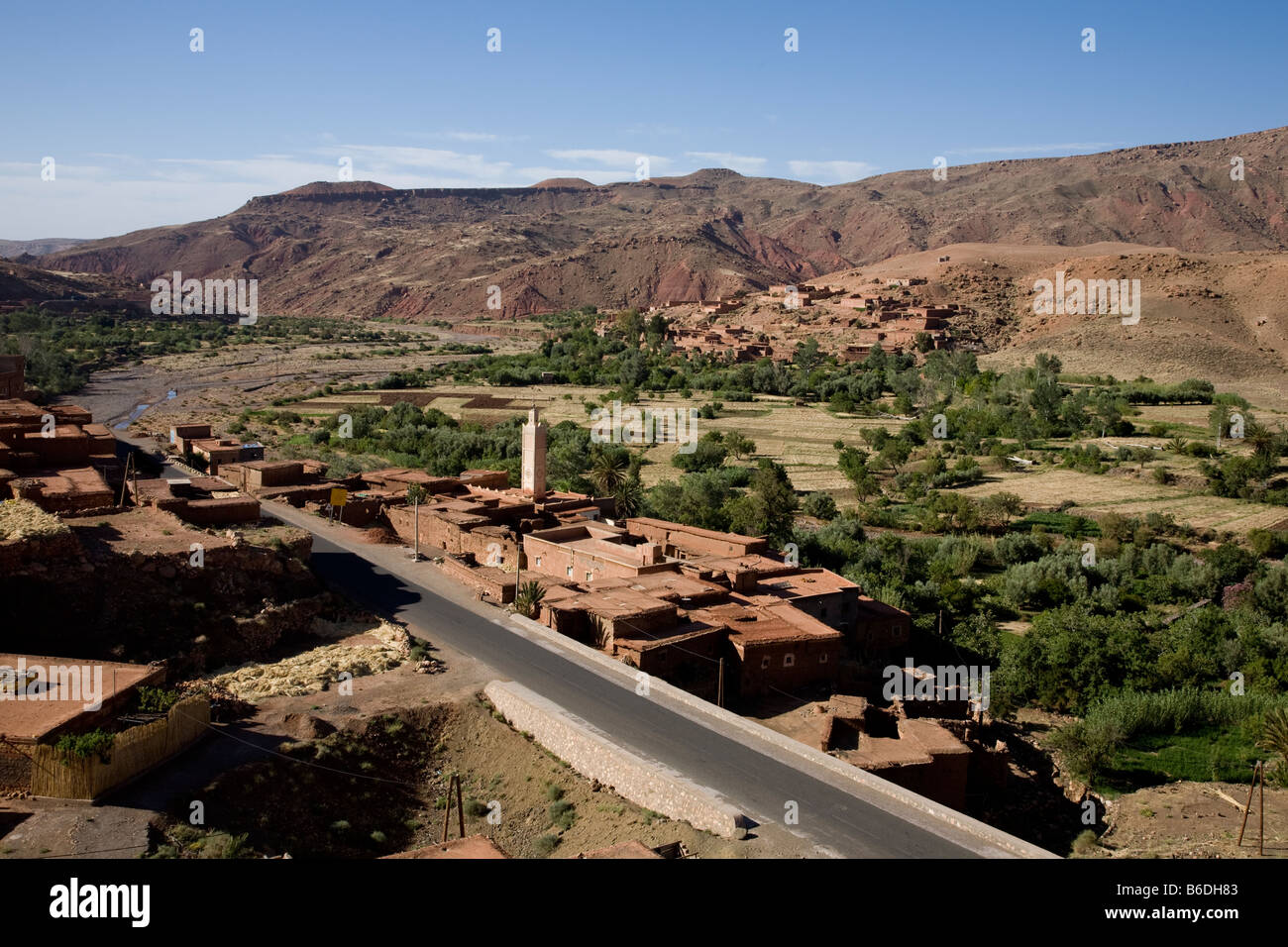 Einen allgemeinen Überblick über die in dem malerischen Dorf Tisselday im Süden Marokkos Landwirtschaft. Stockfoto
