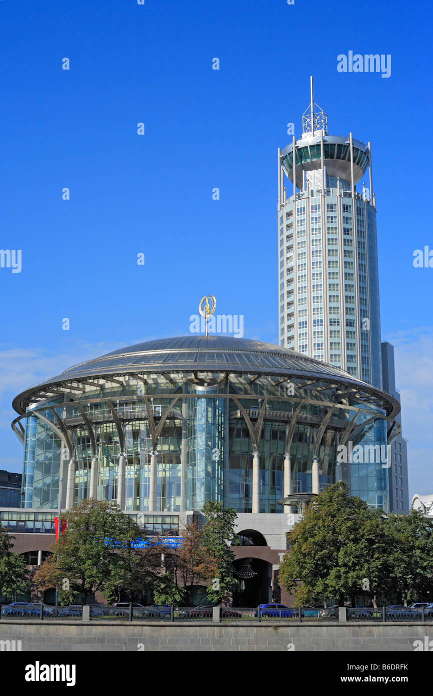 Moderne Architektur, hohe Gebäude mit Hausmusik, Blick von Moskwa, Moskau, Russland Stockfoto