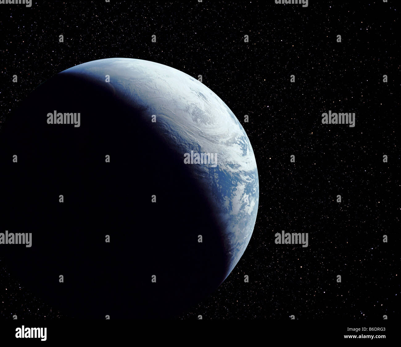 Sichelförmige Erde. Computer-erweiterte Sicht der Erde, das Raumschiff Apollo 4 entnommen. Stockfoto