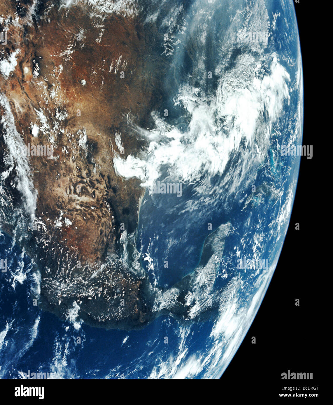 Mexiko aus dem Weltraum. Norden ist oben. Gulfof-Mexiko (unten rechts) und dem Pazifischen Ozean Grenzen an das Land von Mexiko. Stockfoto