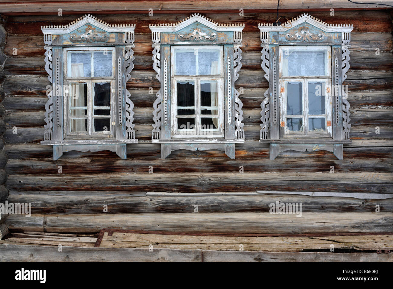 Ländlichen Holzhaus, Tatarstan, Russland Stockfoto