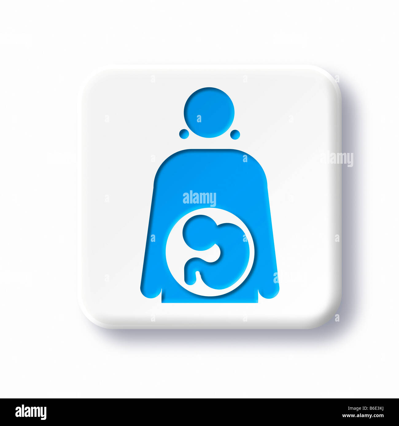Geburtshilfe-Symbol vor weißem Hintergrund Stockfoto