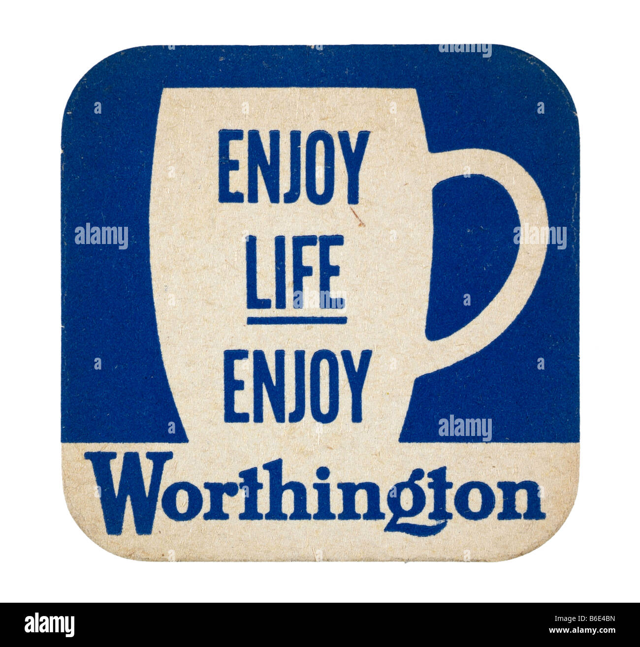 Genießen Sie Leben Worthington simGangster Achterbahn Rest Gläser Bier Getränke Gaststätten Vereinigtes Königreich Tabellen schützen Papier absorbieren Spi Stockfoto