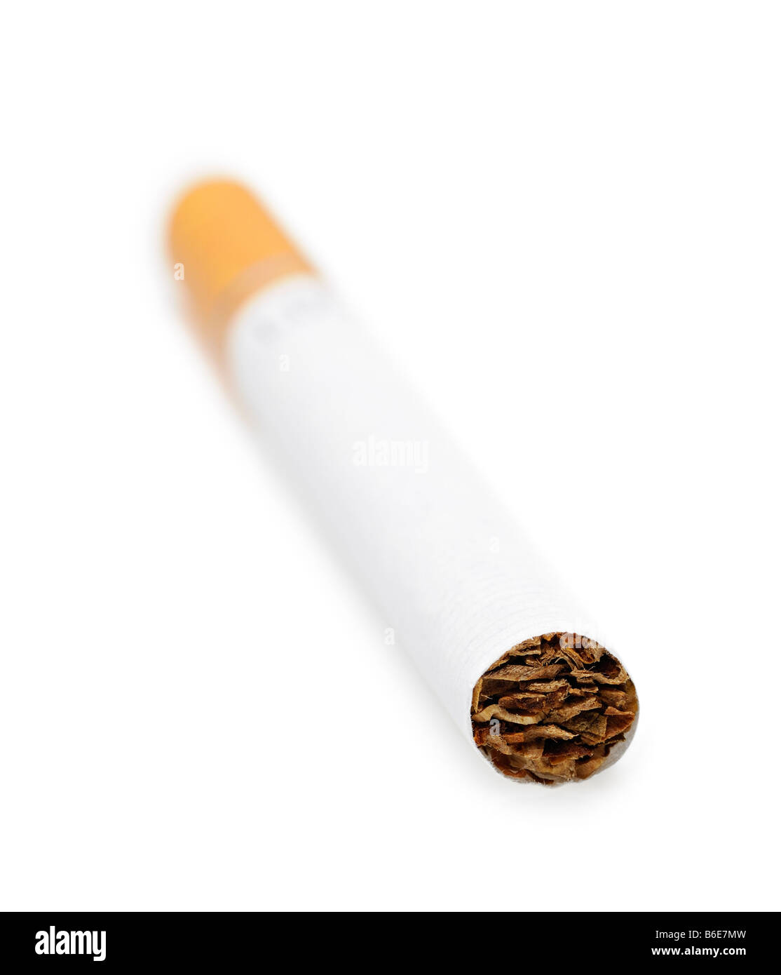 Zigarette vor einem weißen Hintergrund hautnah Stockfoto