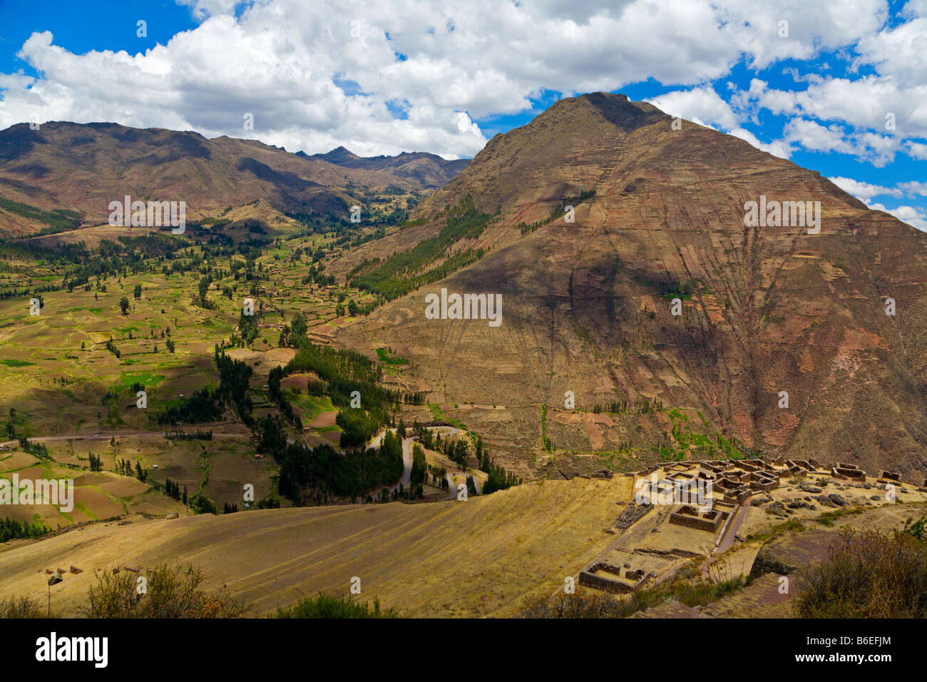 Heiliges Tal und Pisac Ruinen Stockfoto