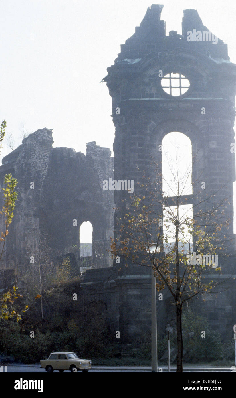 Ruine der Frauenkirche, Frauenkirche, historisches Bild gescannt aus Folie, Dresden, Sachsen, DDR, Ostdeutschland, Deutschland, Stockfoto