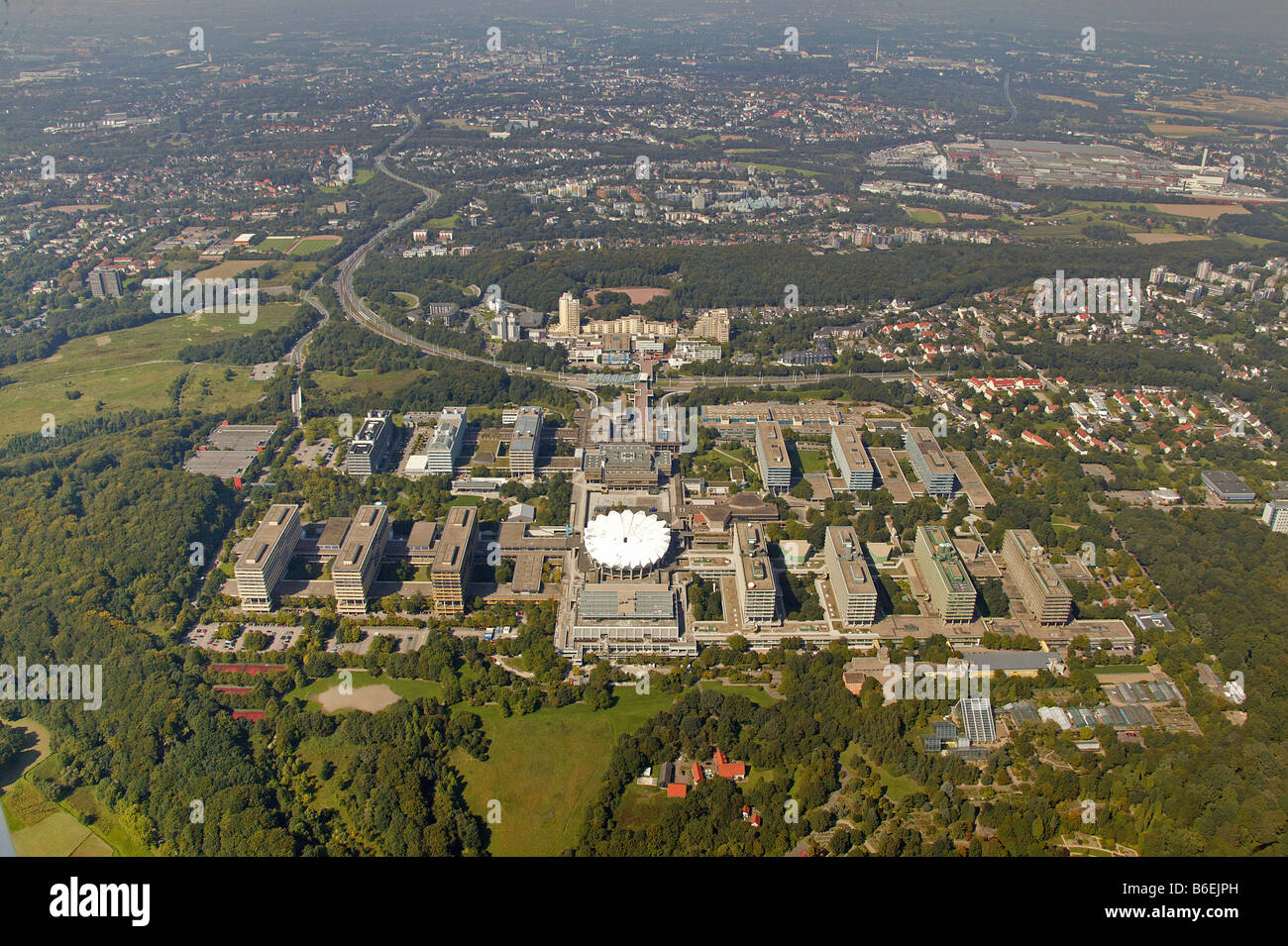 Luftaufnahme der Ruhr-Universität-Querenburg, Bochum, Ruhrgebiet, Nordrhein-Westfalen, Deutschland, Europa Stockfoto