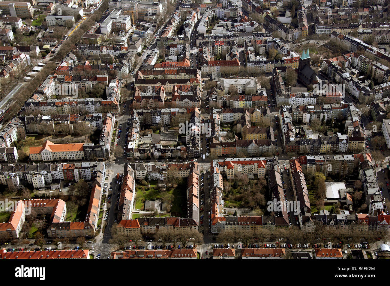 Luftaufnahme, Stadt-Block Gehäuse, Kreuzviertel, Dortmund, Ruhrgebiet, Nordrhein-Westfalen, Deutschland, Europa Stockfoto