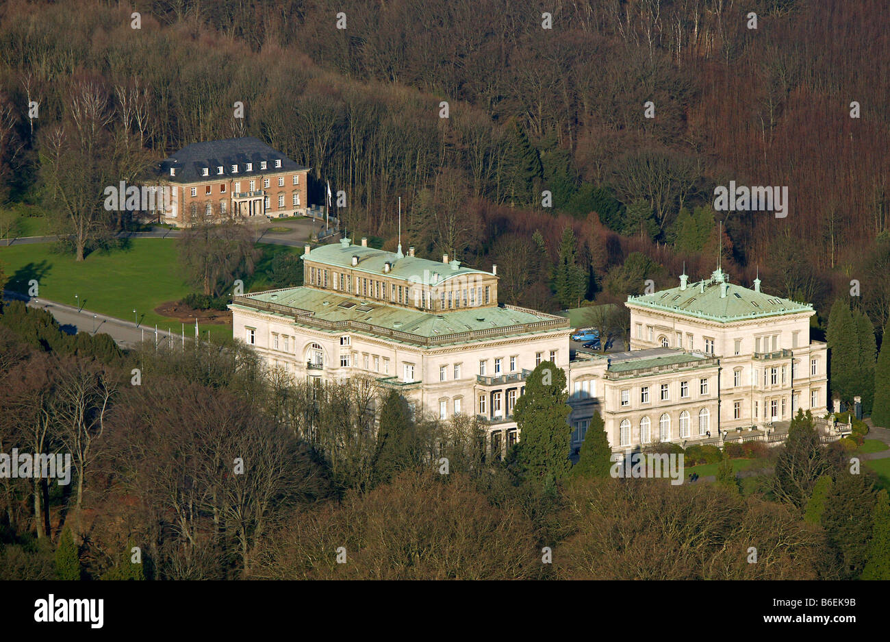 Antenne-Bild, Villa Huegel, Essen-Huegel, Ruhr Area, North Rhine-Westphalia, Germany, Europa Stockfoto