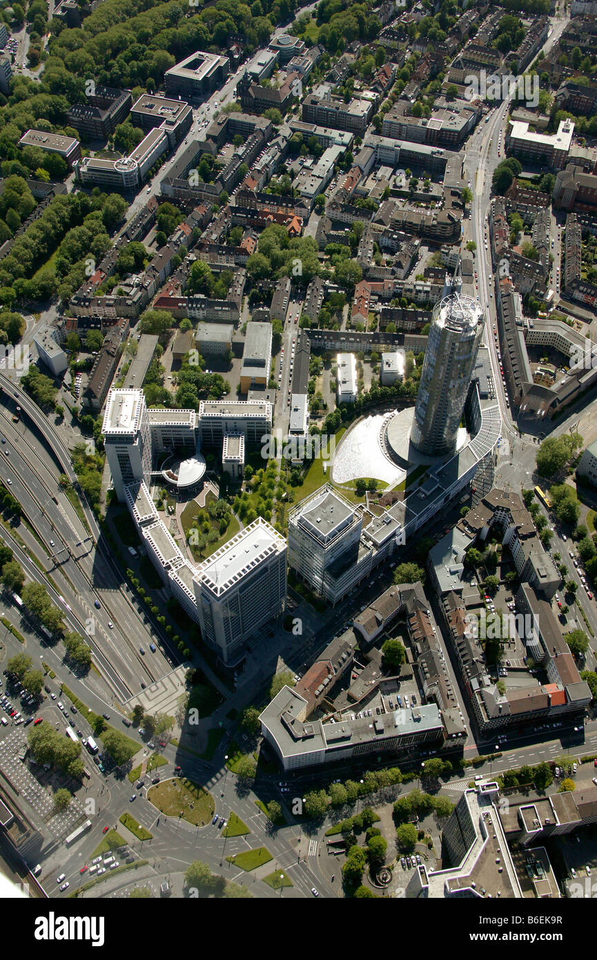 Luftbild RAG, mehrstöckige Gebäude, Ruhrkohle, RWE, Evonik, Essen, Ruhrgebiet, Nordrhein-Westfalen, Deutschland, Europa Stockfoto