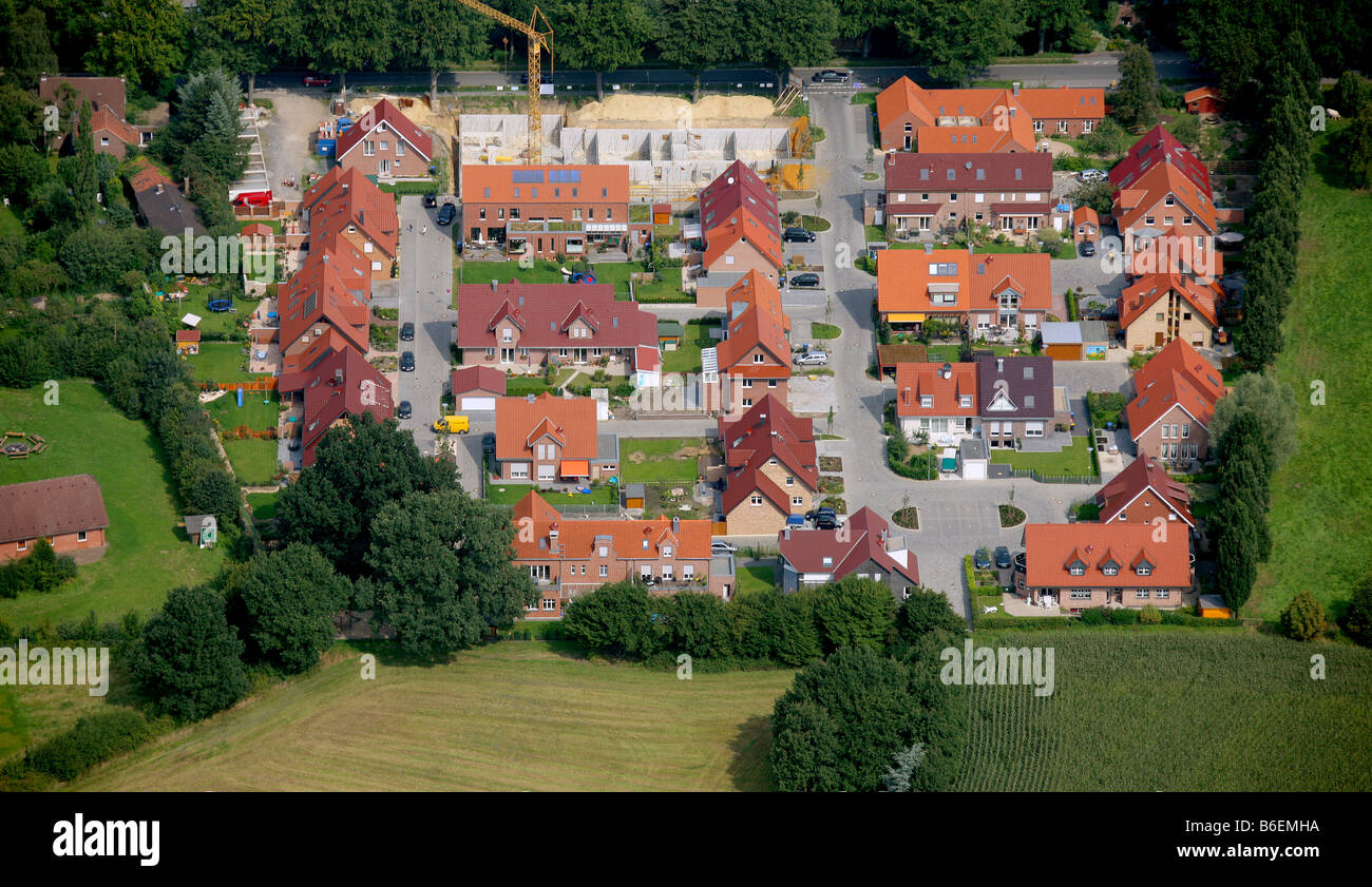 Luftbild, Residiential Estate, Baugebiet, Kapellenweg, Schermbeck, Dortmund, Ruhrgebiet, Nordrhein-Westfalen, Ge Stockfoto