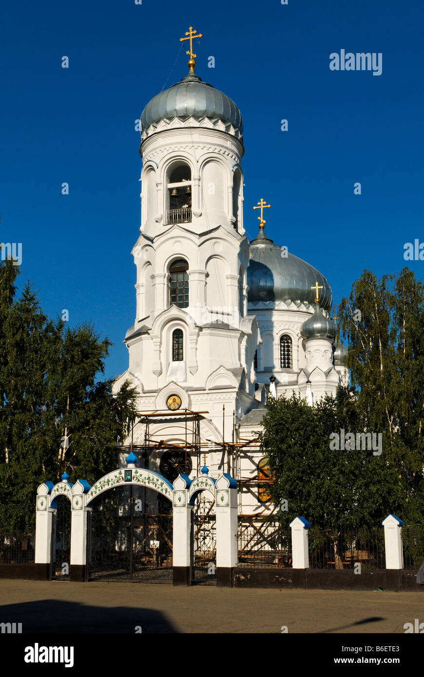 Russisch orthodoxe Kathedrale in Bijsk, Sibirien, Russland, Asien Stockfoto