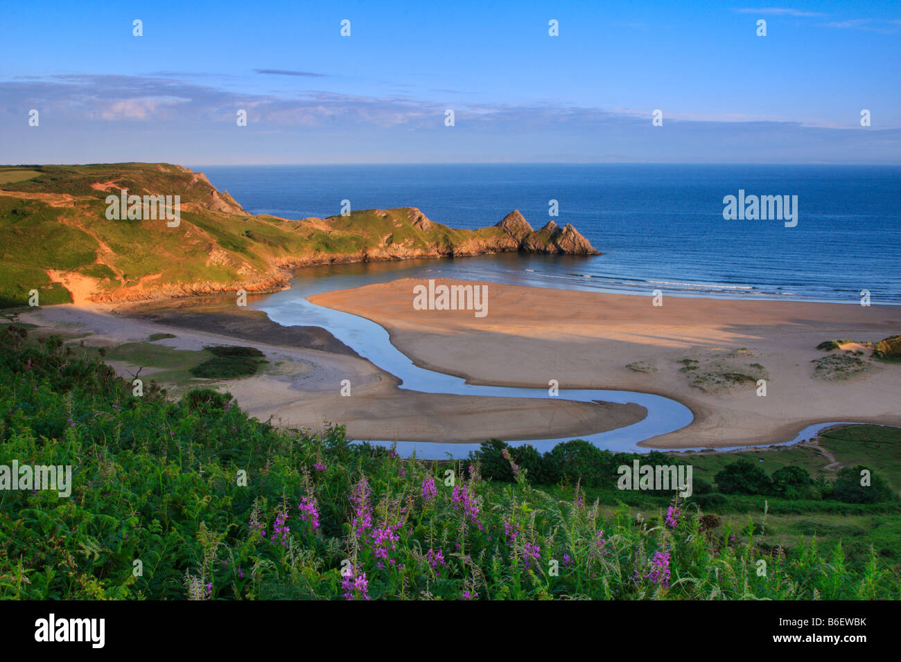 Drei Klippen Bucht, Halbinsel Gower, Wales Stockfoto