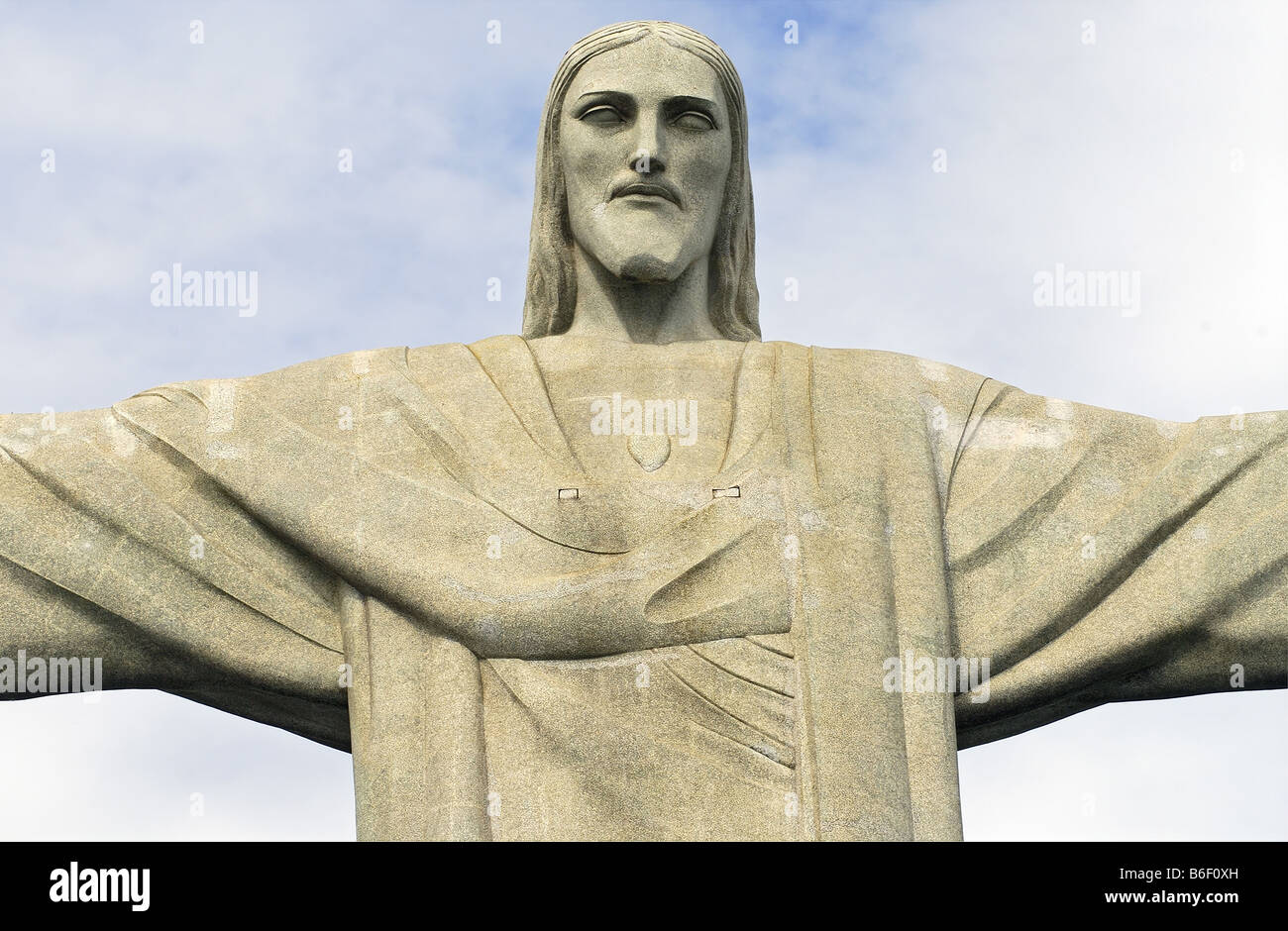 Detail der Corcovado-Jesus-Statue in Rio De Janeiro, Brasilien Stockfoto