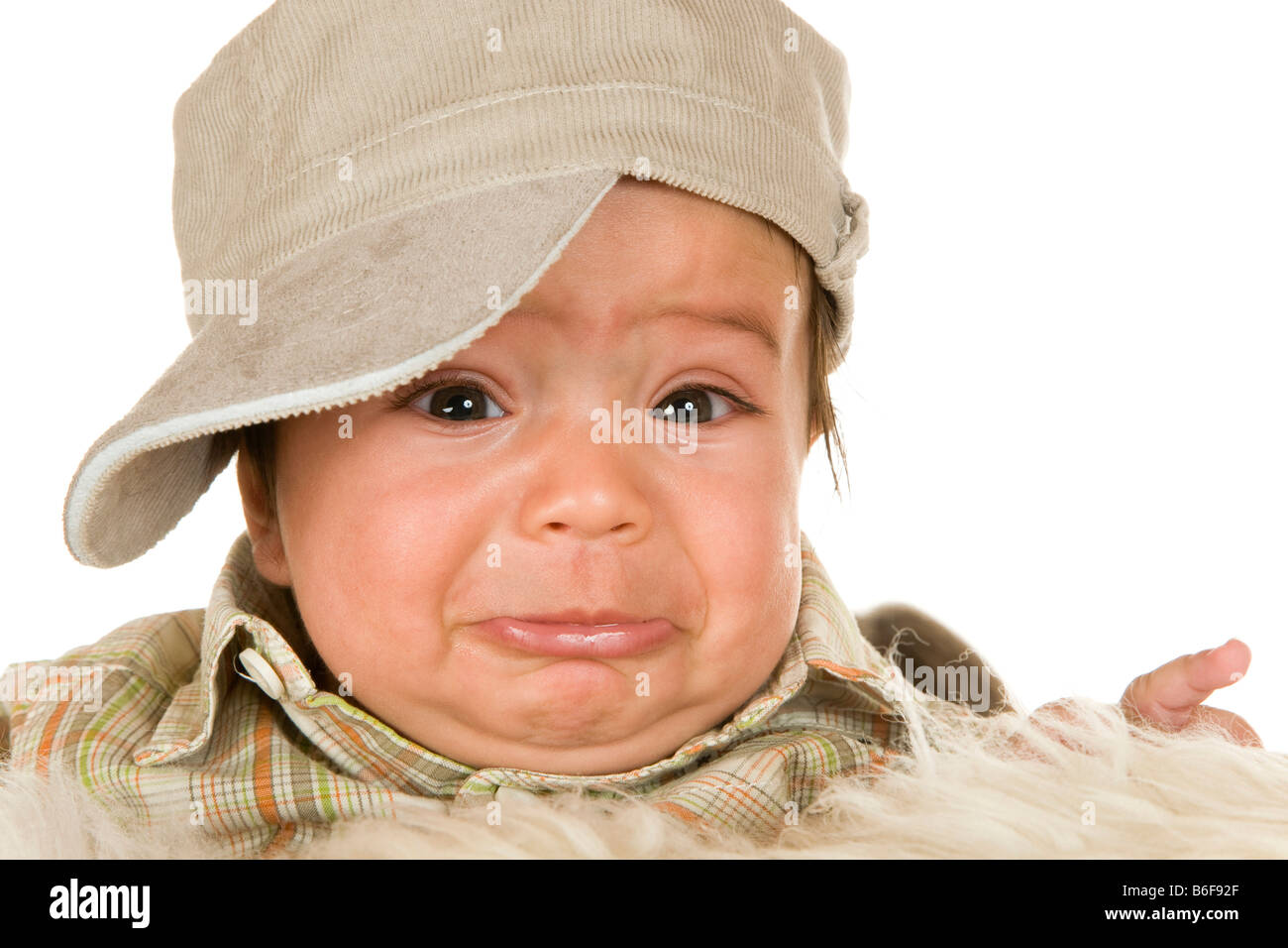 Baby, 4 Monate alten, beginnt zu weinen Stockfoto
