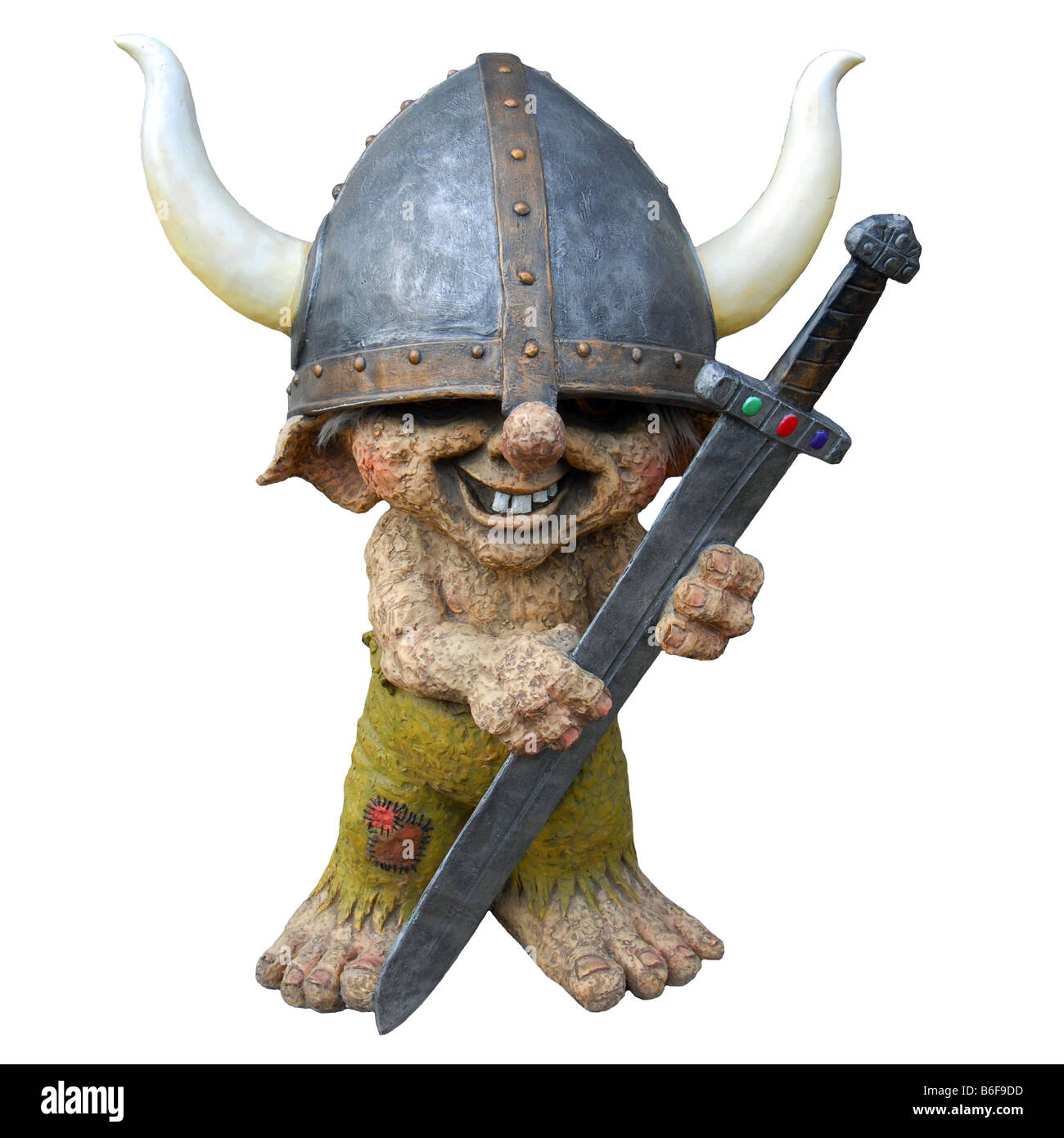 Island-Troll-Skulptur als Wikinger verkleidet Stockfoto