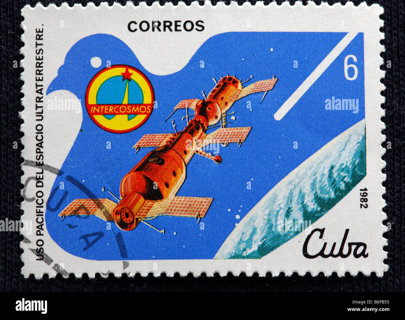 Erkundung des Weltraums, Briefmarke, Kuba, 1982 Stockfoto