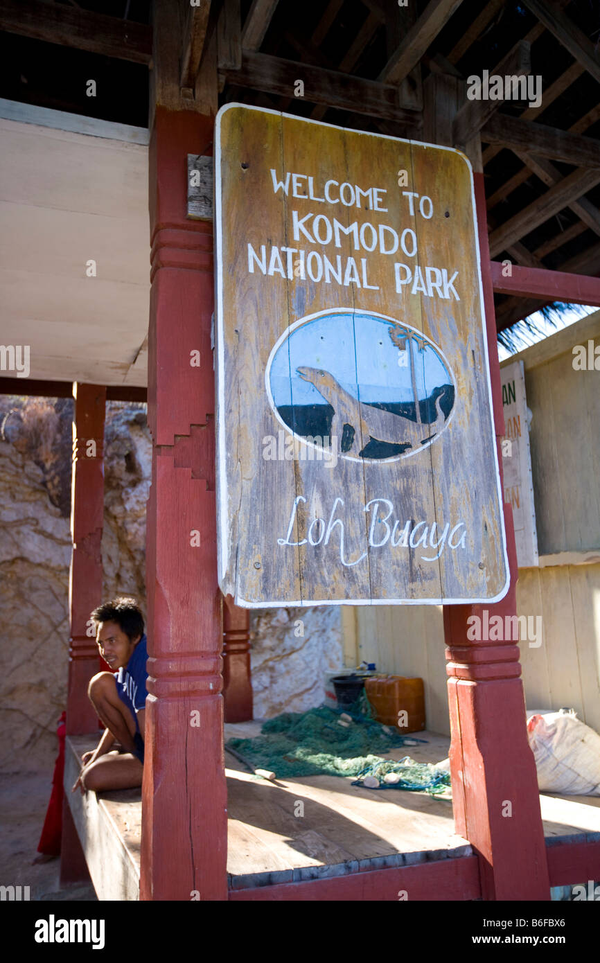 Eingang, Komodo National Park, UNESCO World Heritage Site, Komodo, Indonesien, Südostasien Stockfoto