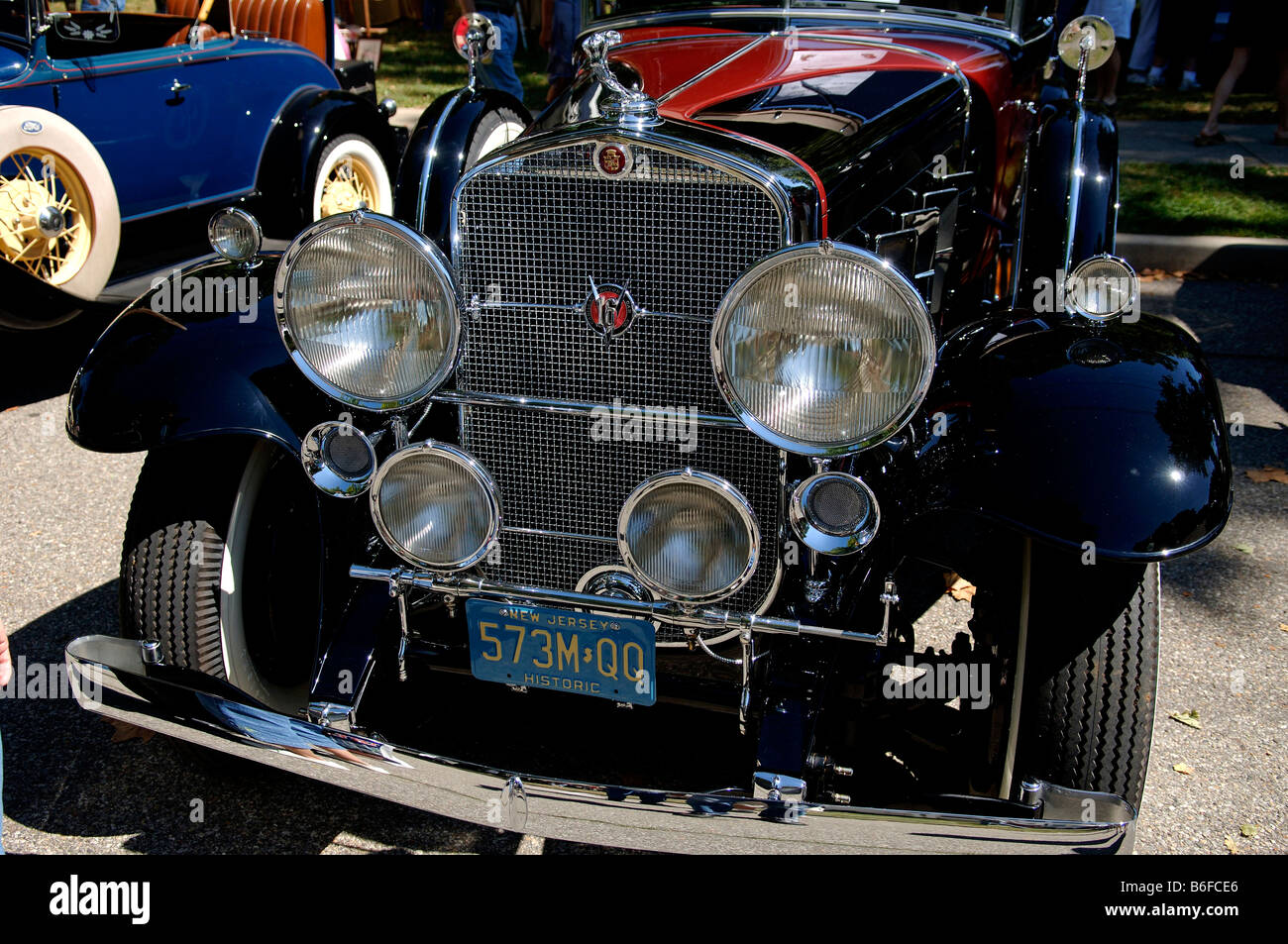 1930 Cadillac, vorne Detail, bei einem Classic Car Show in Belvidere, New Jersey, USA Stockfoto