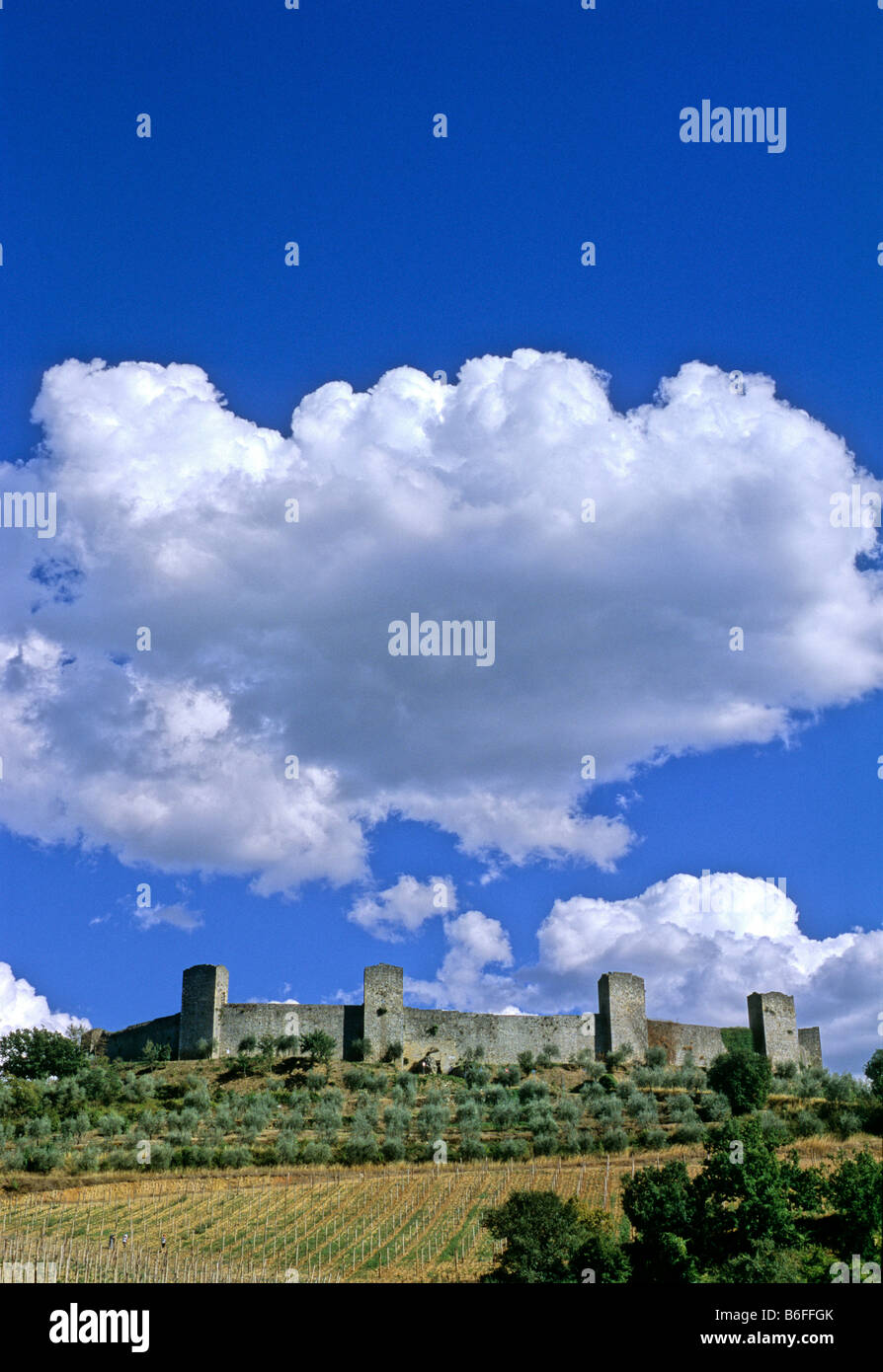 Mittelalterliche Stadtmauer, Monteriggioni, Provinz Siena, Toskana, Italien, Europa Stockfoto