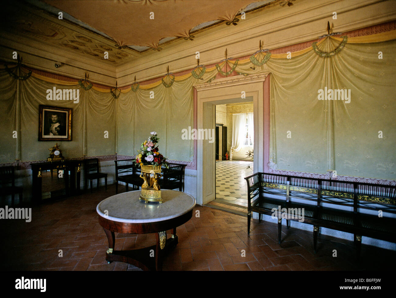 Sala Nodo d' Amore, Villa Napoleone, San Martino in der Nähe von Portoferraio, Insel Elba, Provinz Livorno, Toskana, Italien, Europa Stockfoto