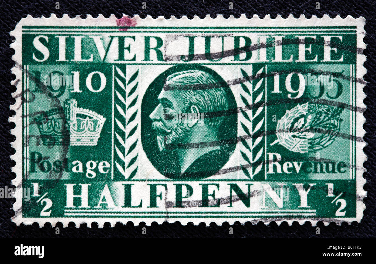 Silver Jubilee (1910-1935) King George V des Vereinigten Königreichs (1910-1936), Briefmarke, UK Stockfoto