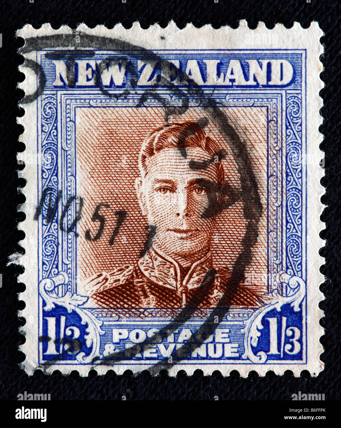 König George VI des Vereinigten Königreichs (1936 – 1952), Briefmarke, Neuseeland Stockfoto