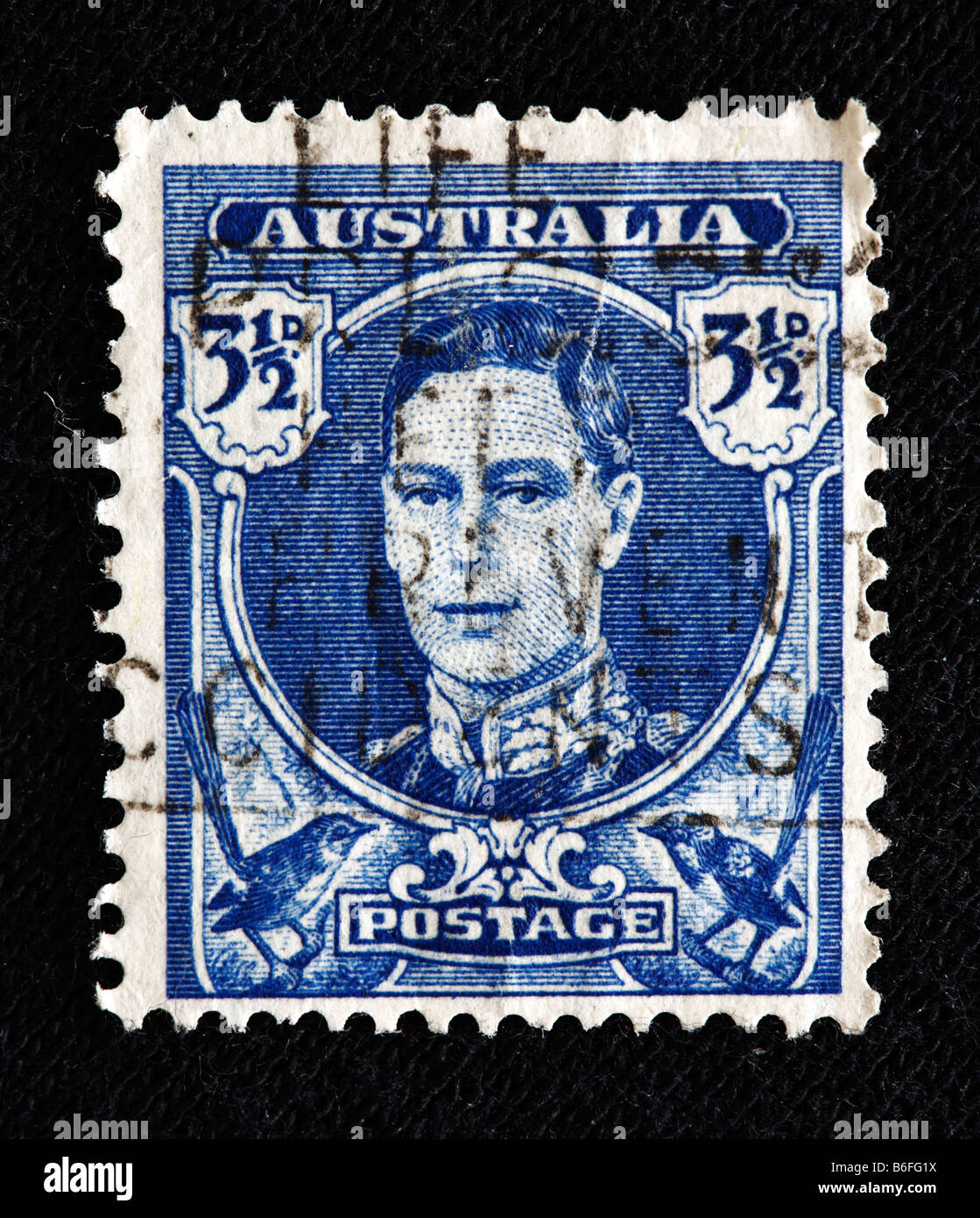 König George VI des Vereinigten Königreichs (1936 – 1952), Briefmarke, Australien Stockfoto