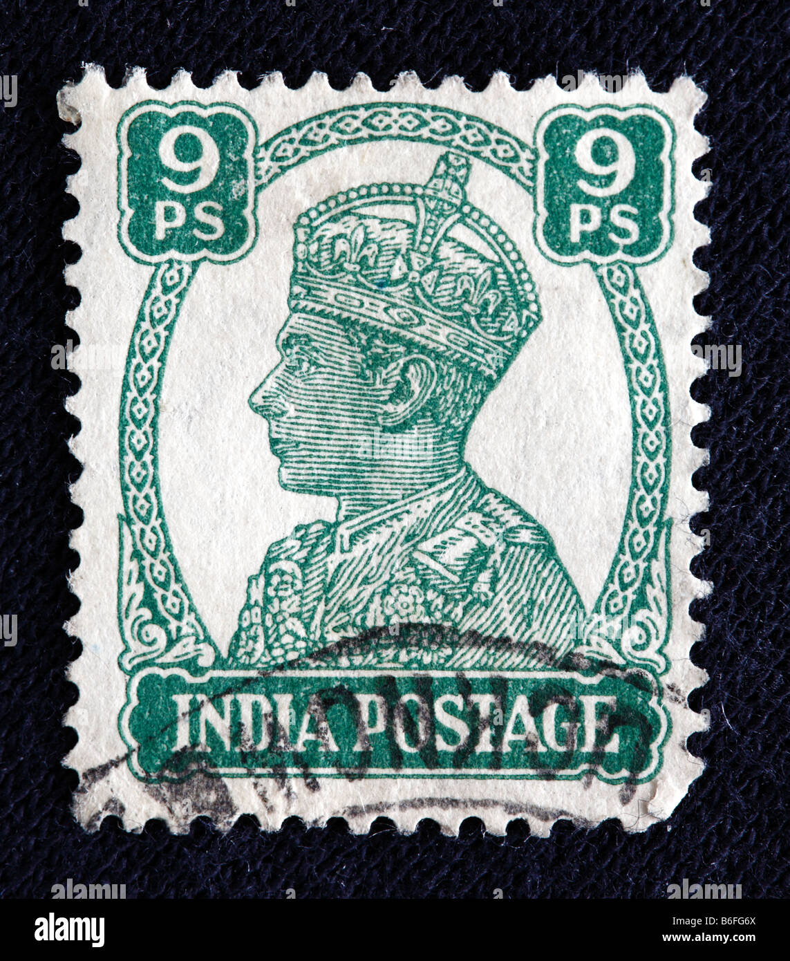König George VI des Vereinigten Königreichs (1936 – 1952), Briefmarke, Indien Stockfoto