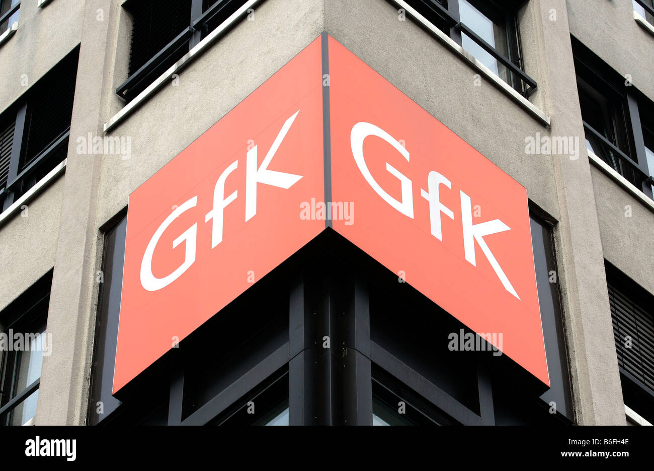 Hauptsitz der GfK AG, Gesellschaft Fuer Konsumforschung oder Verbraucher Forschungsunternehmen in Nürnberg, Bayern, Deutschland, E Stockfoto