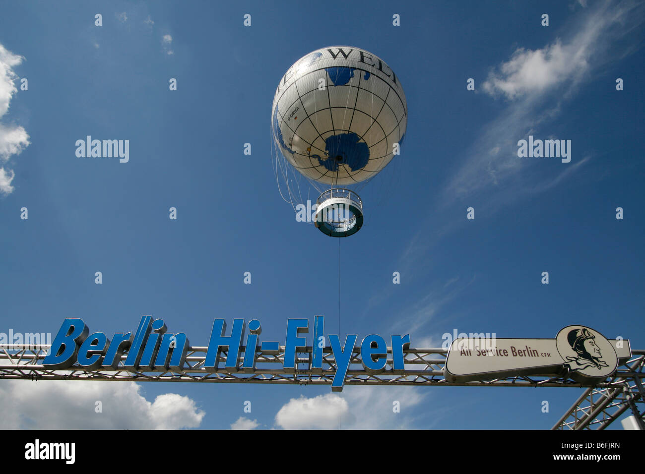 Beschilderung, Berlin Hi-Flyer, Ballon, Berlin, Deutschland, Europa Stockfoto