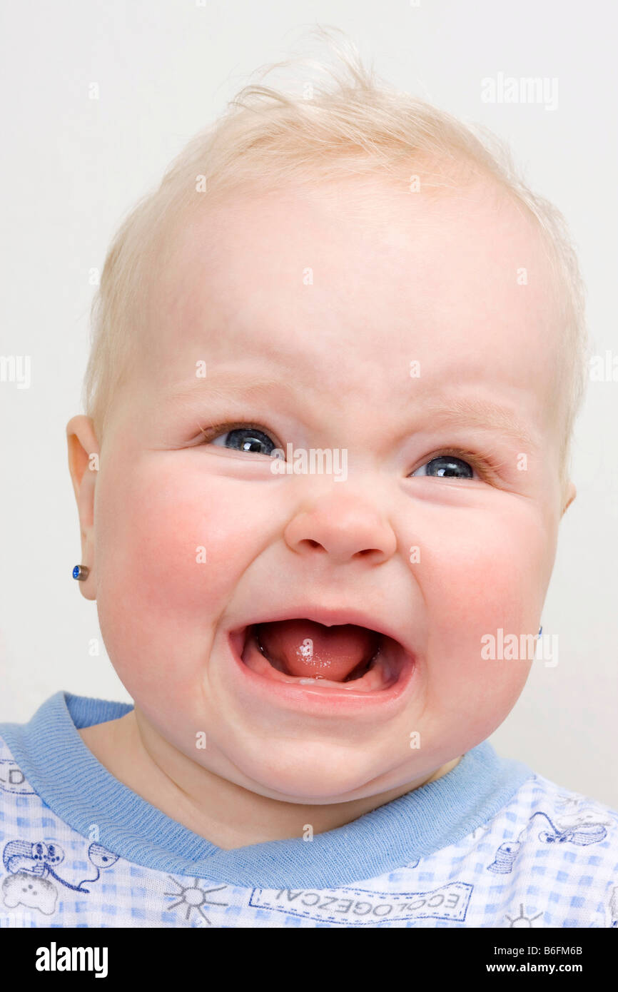 Schreiendes Baby, 7 Monate Stockfoto