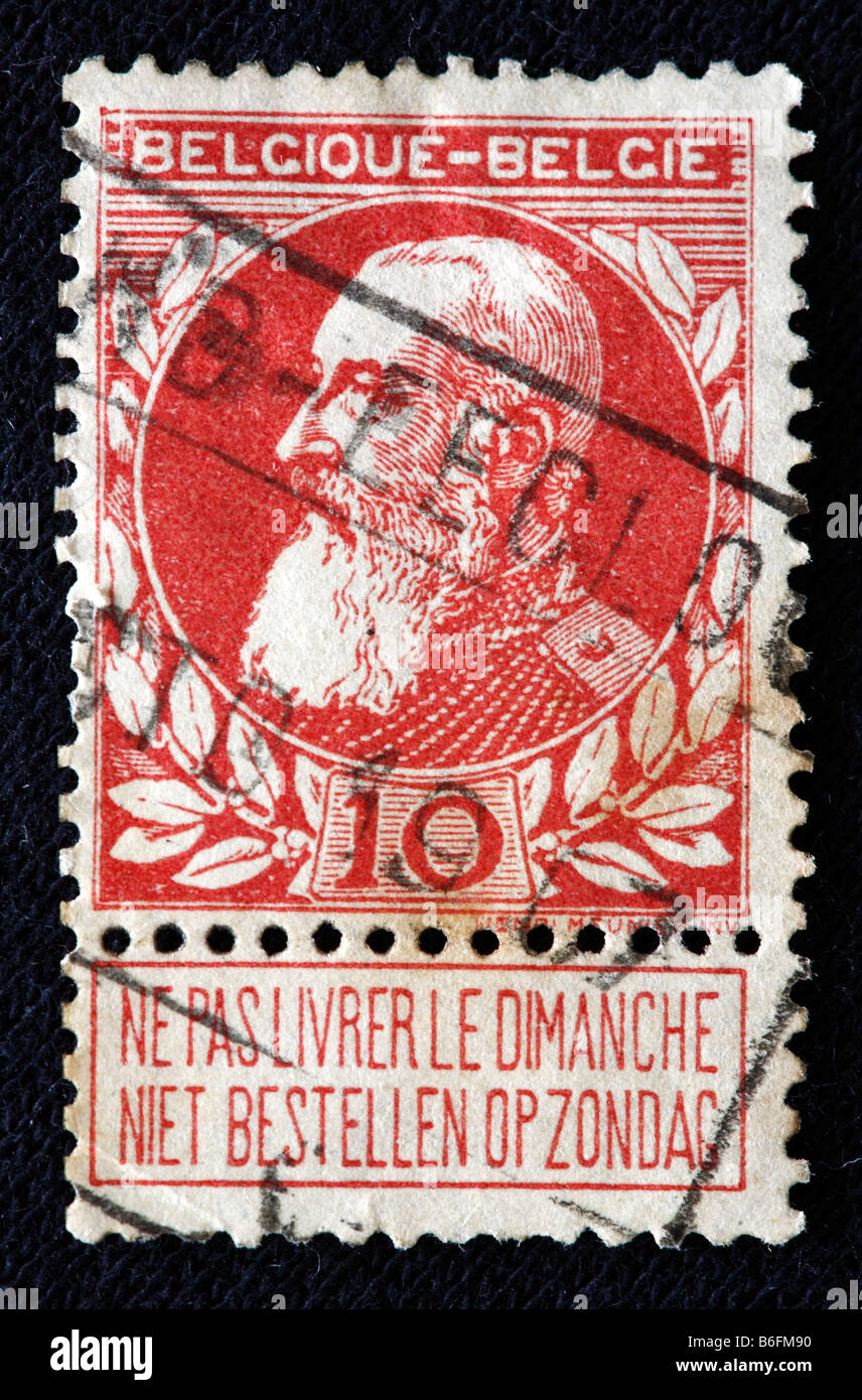 König Leopold II von Belgien (1865 – 1909), Briefmarke, Belgien Stockfoto