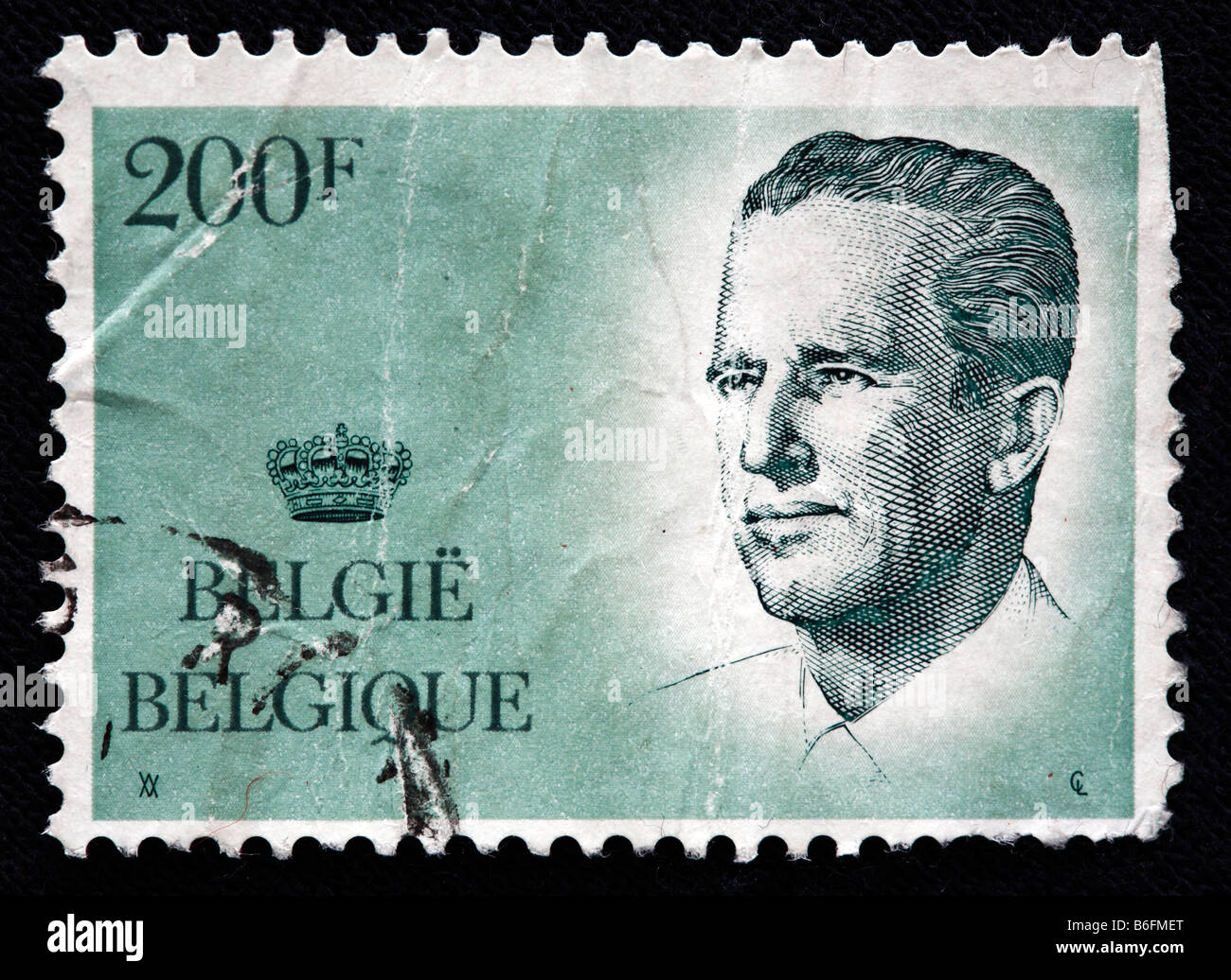 König Baudouin i. (Boudewijn) von Belgien (1951 – 1993), Briefmarke, Belgien Stockfoto