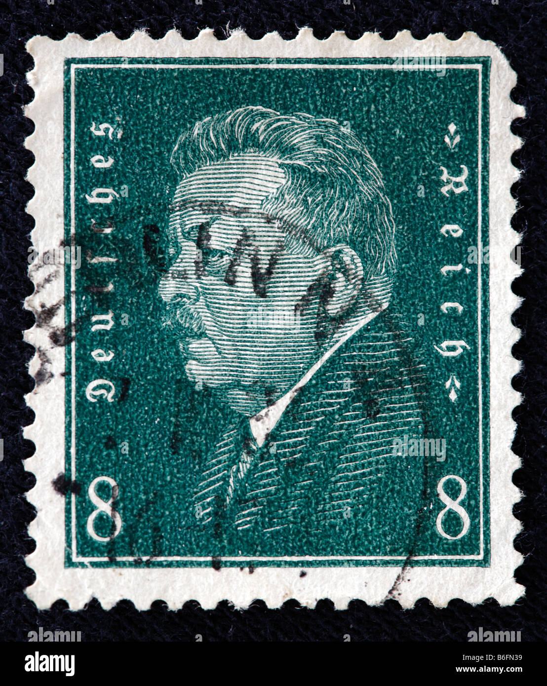 Friedrich Ebert, Bundeskanzler der Bundesrepublik Deutschland (1918-1919), Bundespräsident der Bundesrepublik Deutschland (1919-1925), Briefmarke, Deutschland Stockfoto