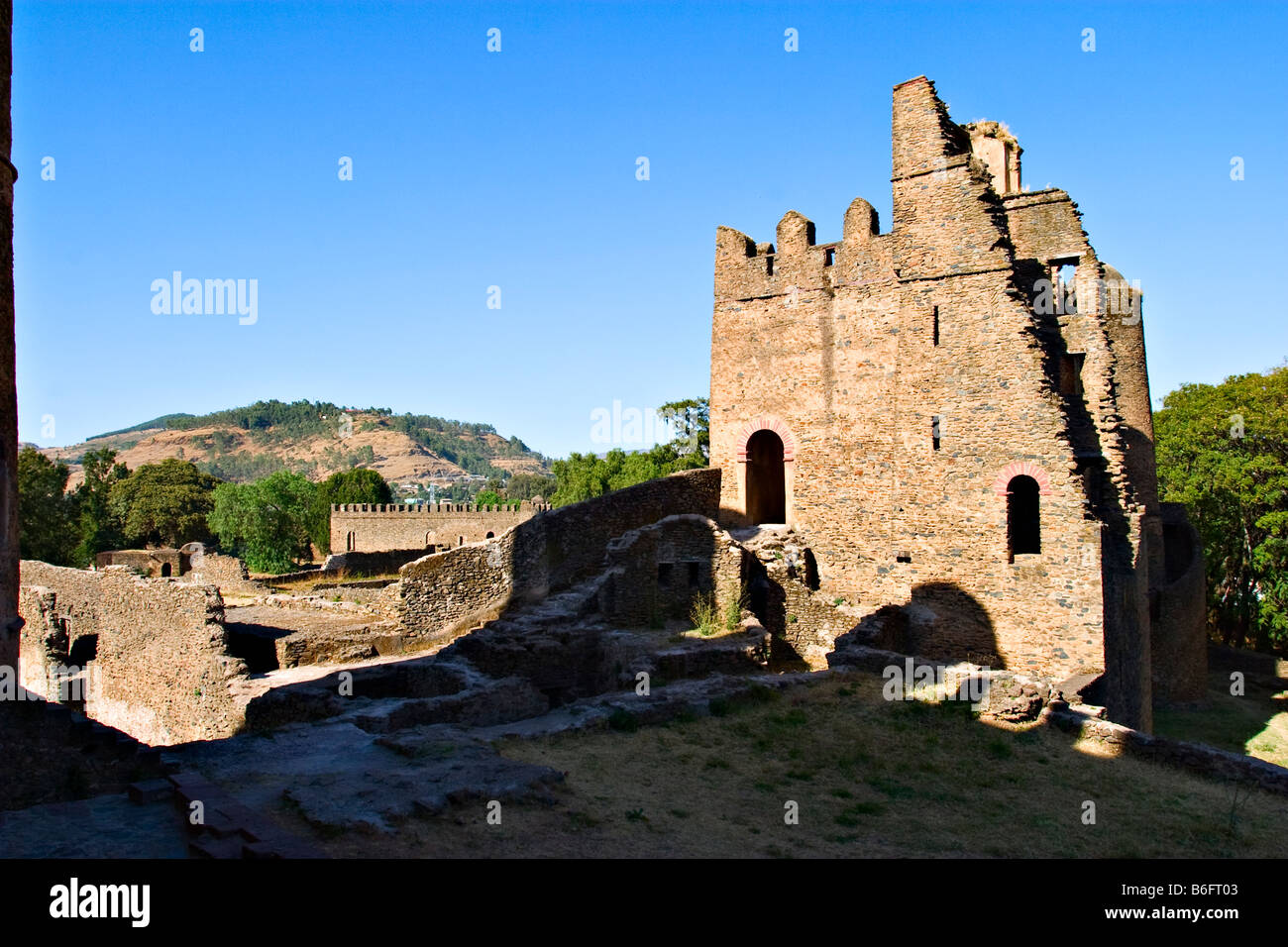 Iyasu Palast, königliche Gehege, Gondar, Äthiopien, Afrika Stockfoto