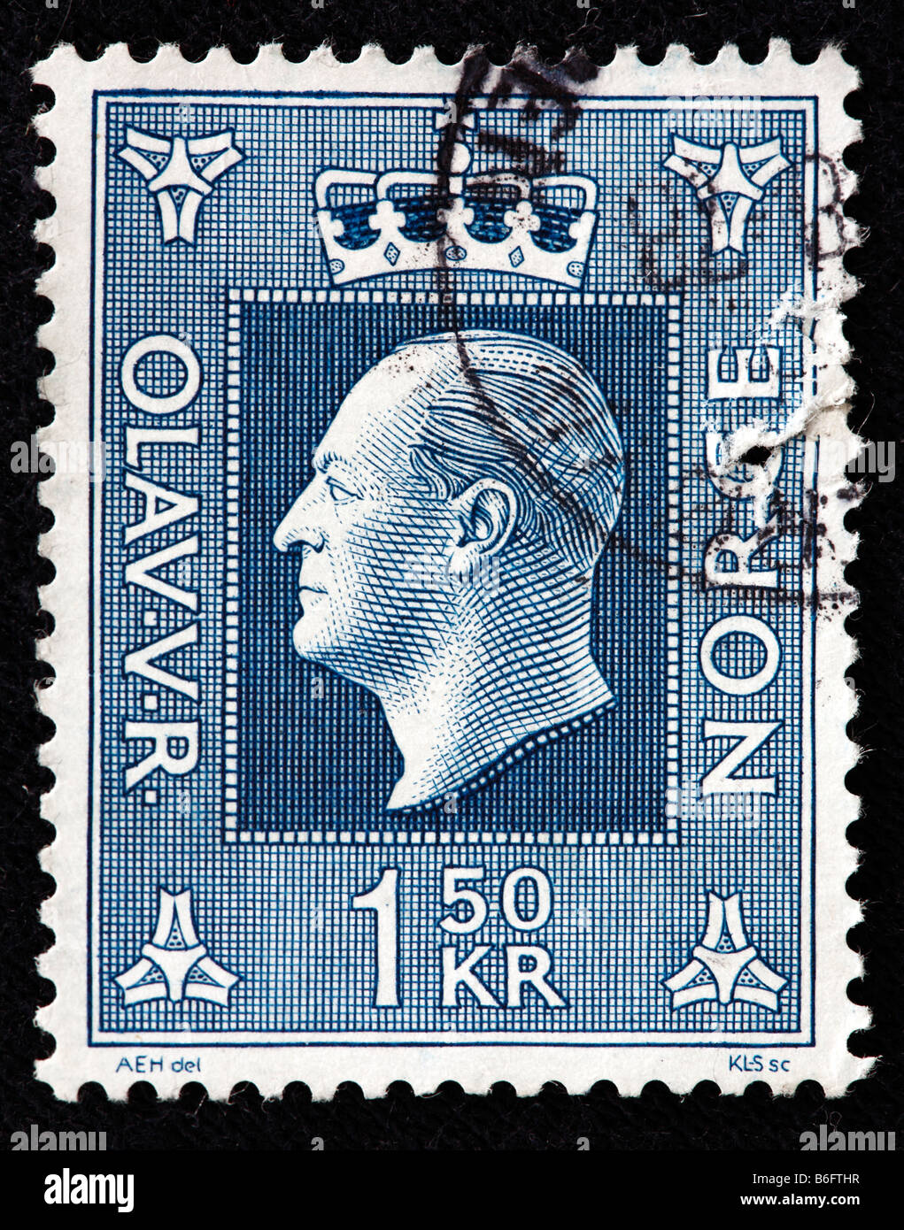 Olav v., König von Norwegen (1957 – 1991), Briefmarke, Norwegen Stockfoto