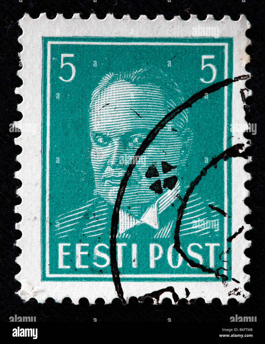 Konstantin Pats, erster Präsident von Estland (1938-1940), Briefmarke, Estland Stockfoto