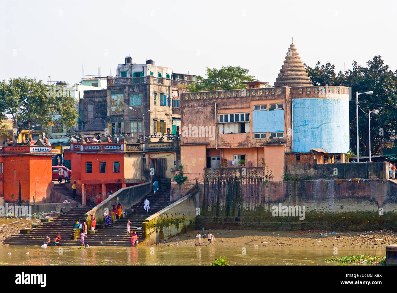 Baden Ghat am Fluss Hooghly in Kolkata, Indien Stockfoto
