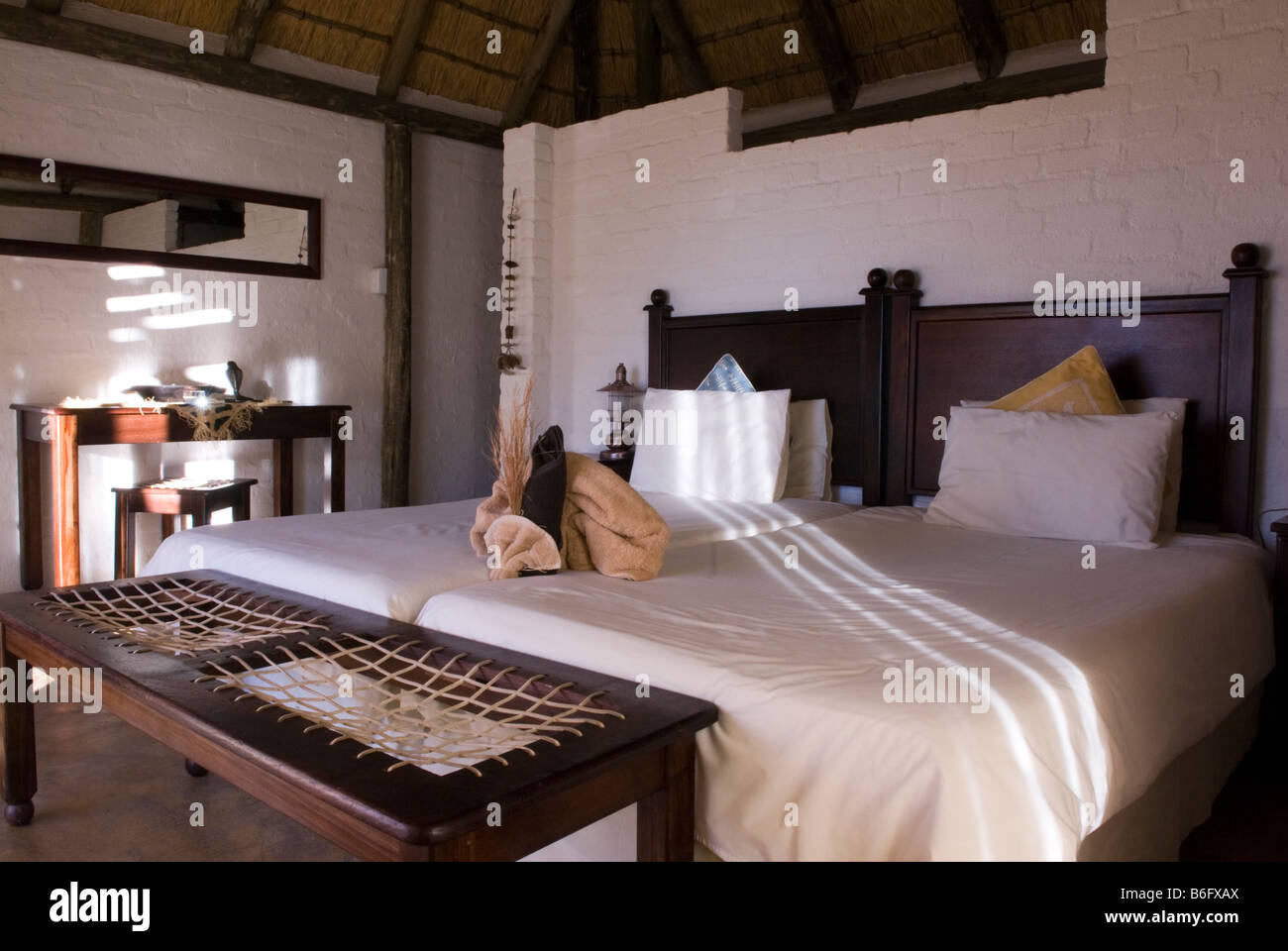 Gästezimmer am Desert Homestead-Luxus-Resort-Unterkunft, in der Nähe von Sesriem, Namibia Stockfoto
