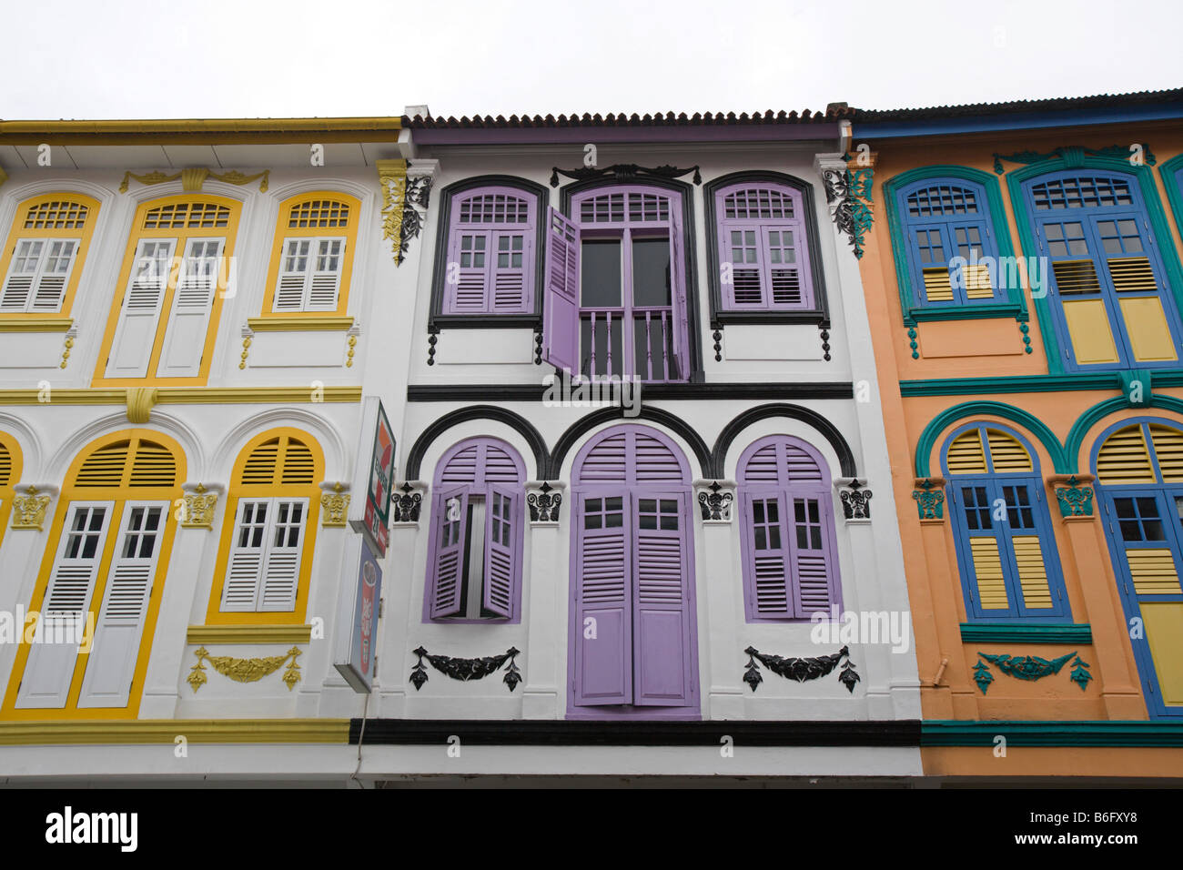 Bunte chinesische Shoplots in Chinatown, Singapur Stockfoto