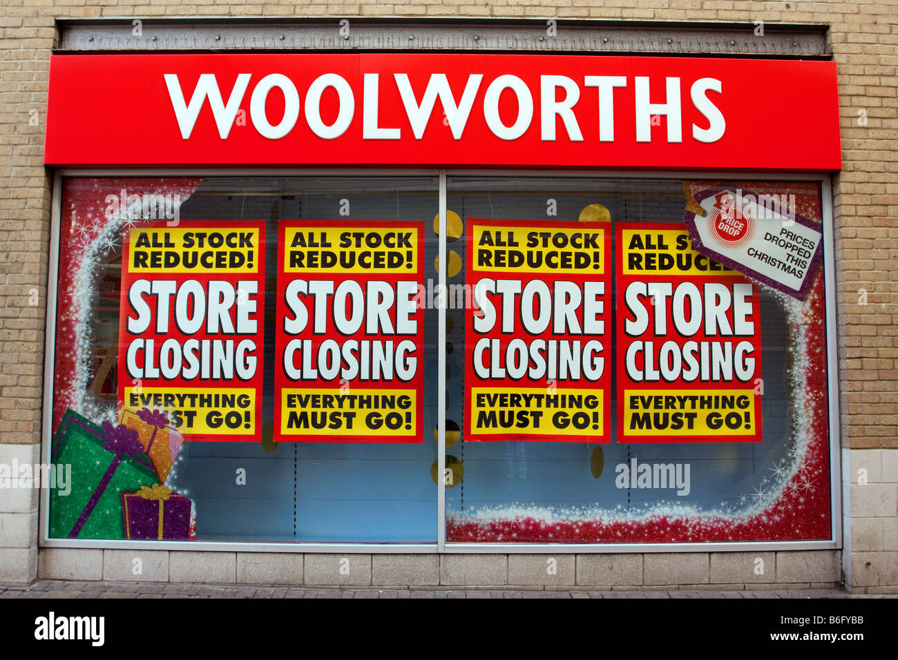 Woolworths Schließung Verkauf Dezember 2008 bei Weymouth, Dorset Stockfoto