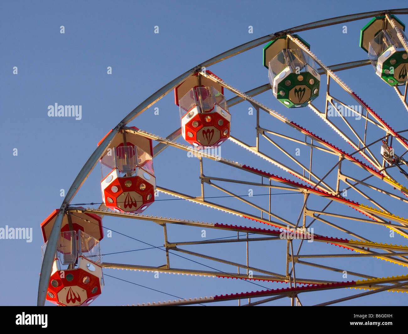 Detail der ein kleines Riesenrad vorübergehend errichtete hohe Zeile Darlington Dezember 2008 Stockfoto