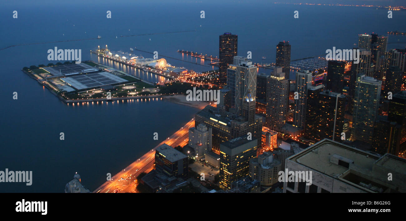Navy Pier vom John Hancock Building, Chicago, Illinois. Stockfoto