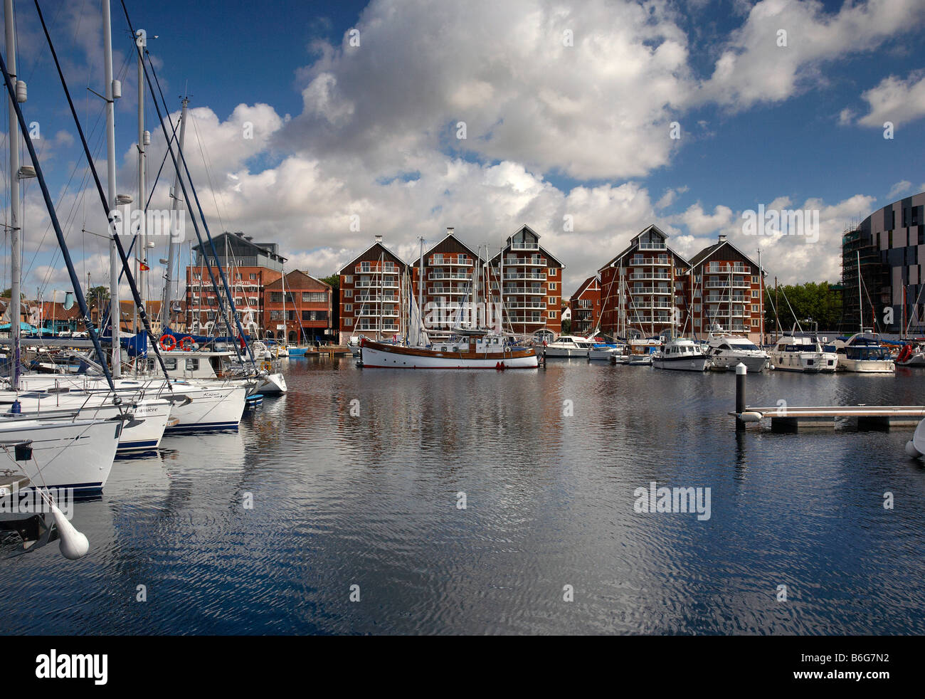 Ipswich Haven Marina & Boote in Suffolk Stockfoto