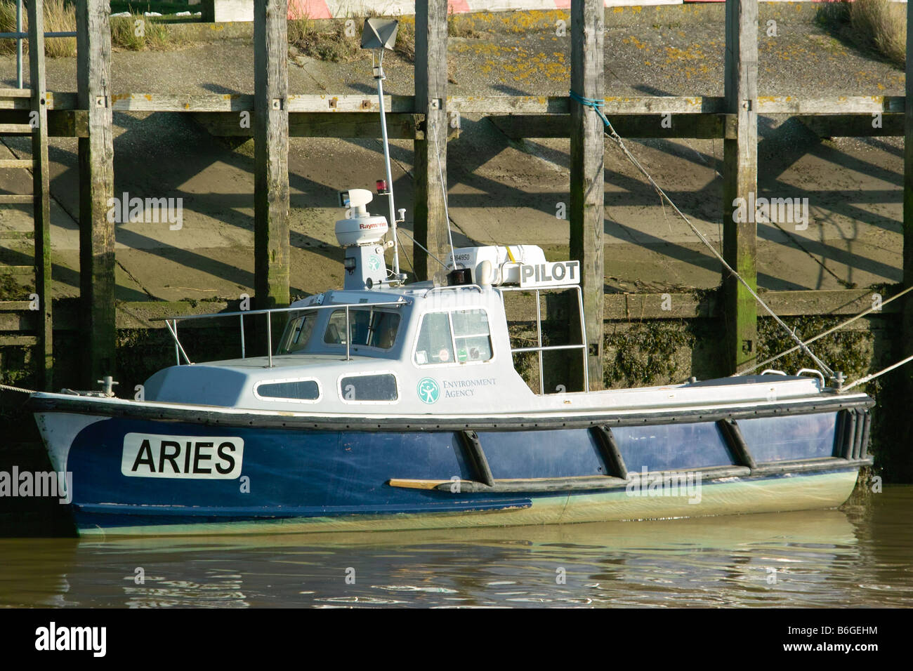 Hafen pilot Piloten Piloten marine Boot vertäut Fluss Rother Roggen East Sussex uk Stockfoto