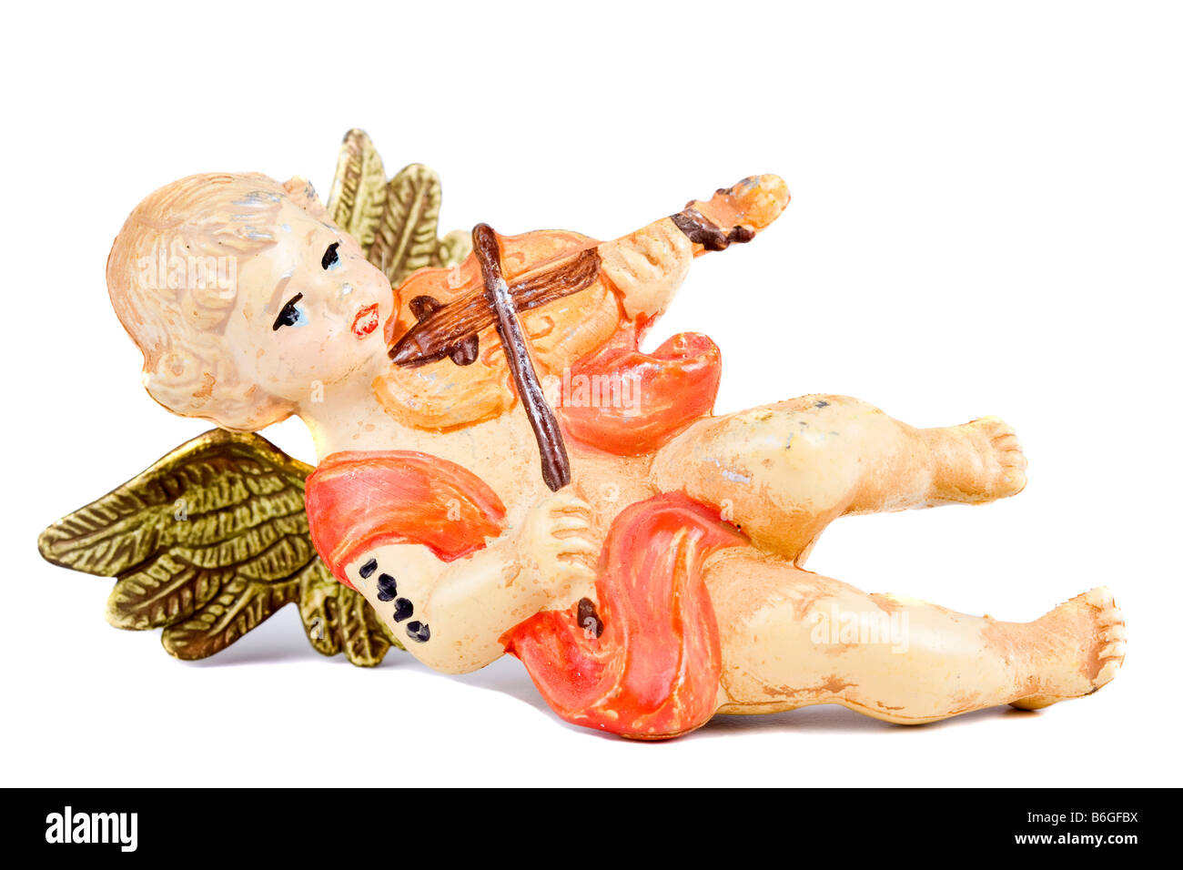 Cherub Weihnachtsbaum Dekoration spielt Geige Stockfoto