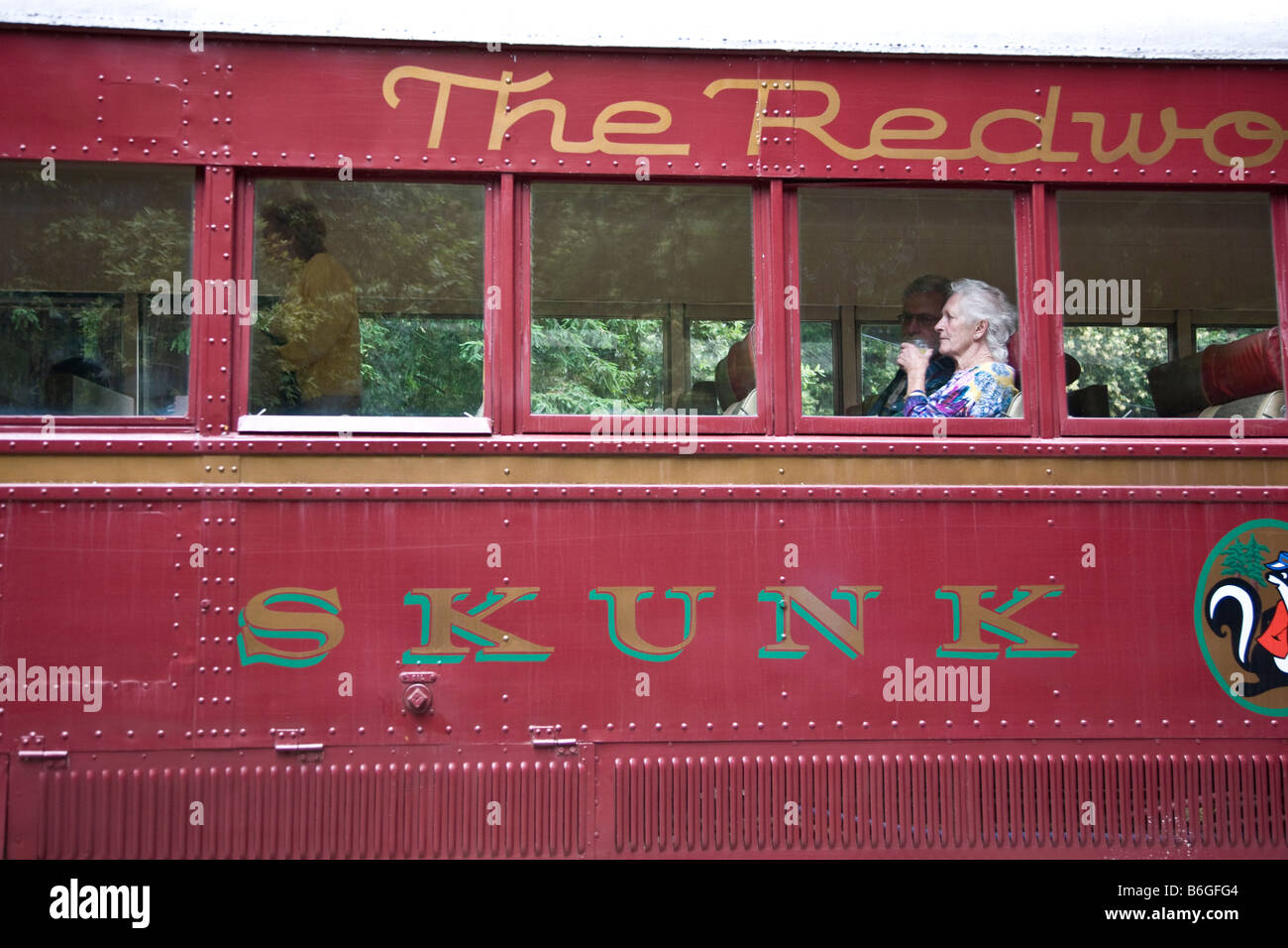 Die Skunk Train von Ft Bragg Stockfoto